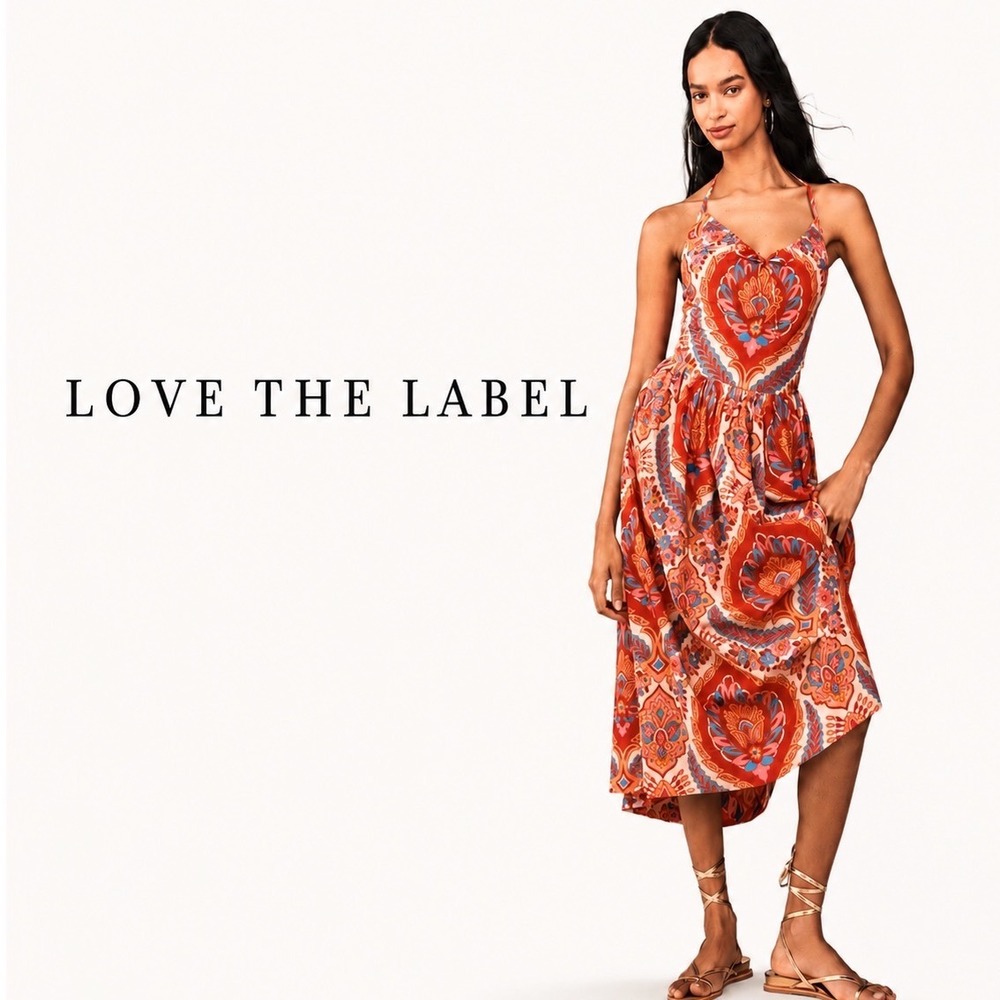 Love The Label Floral Halter Midi Dress L